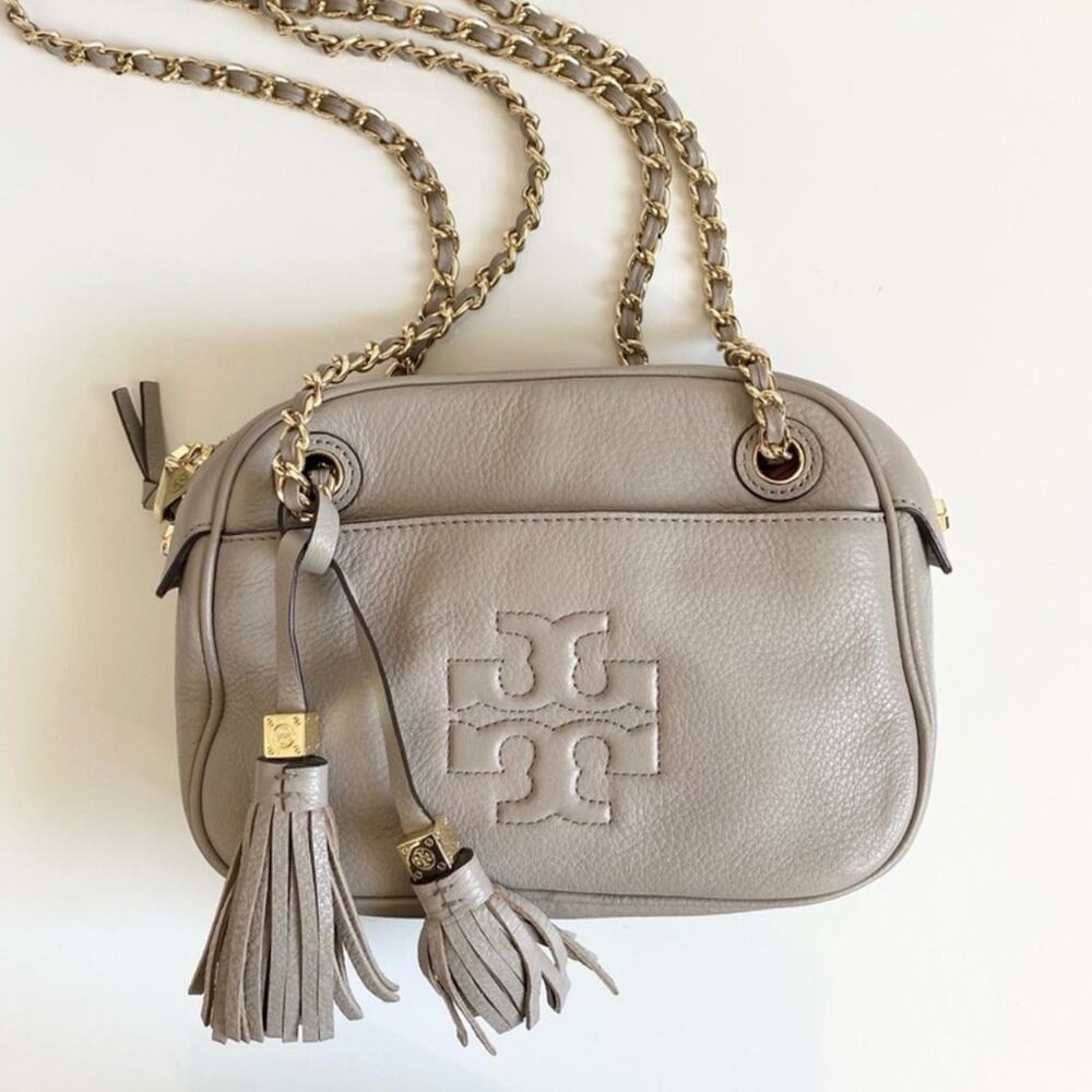 Tory Burch Thea Chain Crossbody Purse Taupe